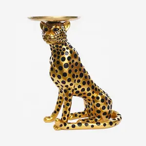 Escultura de leopardo em fibra de vidro para decoração de casa e jardim, nova arte pop de resina em tamanho real