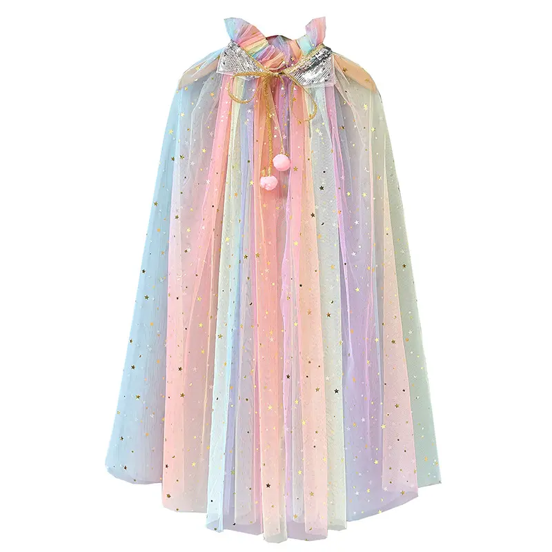 Mantello per bambini con paillettes di vendita calda per Halloween Christmas kids girl cosplay tulle long cape