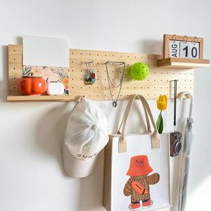 JUNJI Wooden Pegboard <strong>Peg</strong> Board Accessory Kit Modular <strong>Hanging</strong> for Wall Organizer for Entry Way Home Kitchen Organizer - Product Image 2