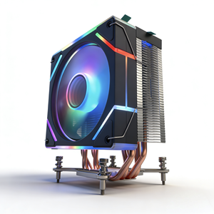 พัดลมระบายความร้อนซีพียูขนาด 120 มม. <span class=keywords><strong>RGB</strong></span> พร้อมฮีตซิงค์แบบท่อทองแดง 4 เส้น ชุบนิกเกิล ไฟ ARGB ควบคุมด้วย PWM สำหรับคอมพิวเตอร์ - Product Image 3