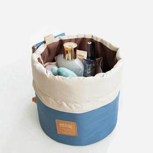 Borsa per il Trucco Multifunzione ad Alta Capacità, Impermeabile, con Coulisse, per Viaggi, Beauty Case Cilindrico, Valigetta per Cosmetici - Product Image 3