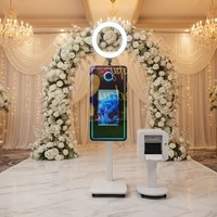 Station de miroir photo tactile intelligente à hauteur réglable de 21,5 pouces avec option d'impression instantanée