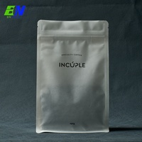 Pochette personnalisée en papier kraft à fond plat, sachets de thé et de café avec valve et fermeture éclair, conception d'emballage de café