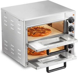 Four à pizza électrique commercial à double plaque chauffante rapide avec pierre de 400x400mm pour pizzeria et snack-bar - Product Image 1