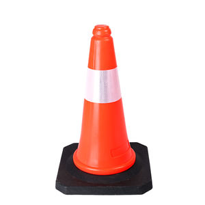 शीर्ष 500 मिमी ऊंचाई पे यातायात सड़क सुरक्षा संकेत काले आधार के साथ परावर्तक पोर्टेबल आउटडोर शंकु - Product Image 5