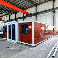 Maison conteneur modulaire préfabriquée en acier pliable, durable, résistante aux ouragans, extensible, de type appartement, 20 pieds x 40 pieds