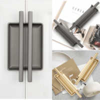 Poignées encastrées modernes en aluminium massif noir mat et or pour armoires, poignées de poche encastrées, poignées à mortaise intégrées pour portes coulissantes d'hôtels et entrepôts