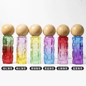 Flacone di Profumo in Vetro Sfumato da 10ml, Senza BPA, <span class=keywords><strong>con</strong></span> Applicatore Roll-On e Coperchio Sferico in Legno, per Kit da Viaggio - Product Image 5