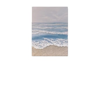 Abstract <b>Ocean</b> Wave Texture <b>Painting</b> Hand Painted Oil Canvas Art For Living Room Entryway Decor Unframed Impressionism Style - Product Image 5