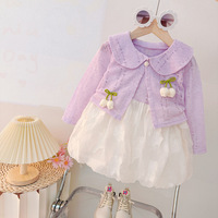 Nouvel ensemble 2 pièces pour filles de 1 à 3 ans, printemps-automne, avec col à fleurs en dentelle, mignon et élégant