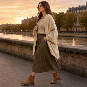 Mantella/Coprispalle da <span class=keywords><strong>Donna</strong></span> in Cashmere 100% Lavorato a Maglia, Monocolore, con Maniche a Pipistrello e Apertura Frontale, Vestibilità Ampia, Personalizzabile per Ingrosso - Product Image 4