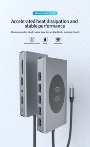 14 trong 1 hiển thị Dock <span class=keywords><strong>USB</strong></span> HUB RJ45 1000M <span class=keywords><strong>USB</strong></span> 3.0 không dây sạc <span class=keywords><strong>Docking</strong></span> <span class=keywords><strong>Station</strong></span> cho máy tính xách tay đa Cáp HUB - Product Image 2