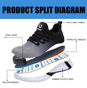 Sepatu Keselamatan Kerja Pria Musim Panas, Anti-Hantam dan Anti-Tusuk, Buatan Pabrik, Desain Khusus, Bernapas - Product Image 6