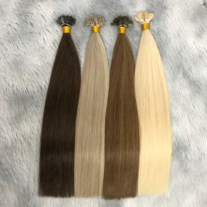 Toptan sıcak satış İtalyan Keratin önceden birleştirilmiş saç uzantıları Remy çift çizilmiş u ucu düz ucu i ucu saç uzatma