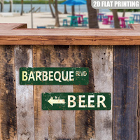 Letrero metálico largo de Barbeque Blvd, decoración de pared estilo retro para patio trasero y cueva de hombre