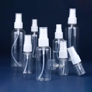 Plastik pet şişe üreticileri yuvarlak ince 100ml 4 oz 250ml ml 500ml şeffaf plastik pompa püskürtücü şişe atomizer