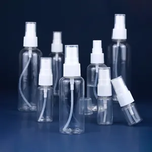 Flacon en plastique pour animaux de compagnie, 6 pièces, rond, fin, de 100ml, 4 oz, 250ml, 500ml, pompe en plastique transparent, pulvérisateur avec atomiseur