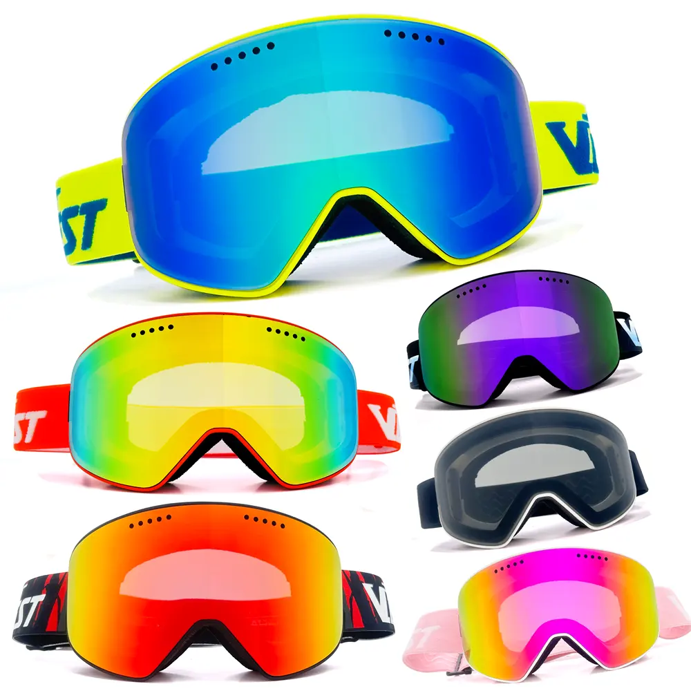 Óculos de proteção esportivos para snowboard, óculos para mulheres e homens, óculos de proteção antiembaçante para ski e neve com logotipo personalizado OTG sem moldura