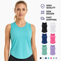 Débardeur de sport pour femme en tissu mesh, conception OEM personnalisée, impression, séchage rapide, respirant, course à pied, entraînement, fitness