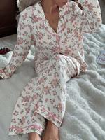 Pyjamas en coton à manches longues à imprimé floral, ensembles de pyjamas personnalisés avec passepoil, vêtements de détente en bambou pour femmes, ensembles de pyjamas pour femmes
