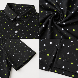 เสื้อโปโลแขนสั้นลายจุดสีดำสำหรับผู้ชาย แห้งเร็ว ผ้าถัก สไตล์สมาร์ทแคชชวล - Product Image 5