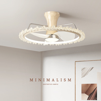 Lámpara LED Moderna de 21 Pulgadas con Ventilador de Techo, Control Remoto, 6 Velocidades, Hierro, Compatible con Aplicaciones Inteligentes, para Dormitorio, Baño, Marruecos, China