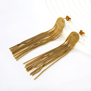 Boucles d'oreilles pendantes en forme de cœur avec longue chaîne à pampilles, style luxe léger européen et américain, pour femmes, bijoux de mode pour soirée - Product Image 2