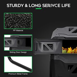 Poubelle roulante de jardin de 43 gallons Tumbler Waste Tumbling <span class=keywords><strong>Compost</strong></span> Barrel BPA Free Gardening Tool Composter with Metal Stand - Product Image 4