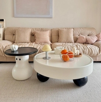 Ensemble de tables basses de style bonhomme de neige, finition crème, minimaliste moderne, pour petits salons - Table basse de luxe légère pour la maison