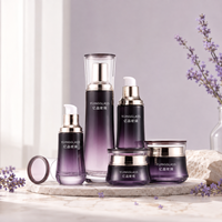 Ensemble de flacons et pots en verre ovales dégradés violet de luxe pour crème et lotion, 30g, 50g, 30ml, 100ml, 120ml, emballage cosmétique vide pour soins de la peau