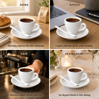 Ensemble tasse à espresso, soucoupe et cuillère en porcelaine Kingze style européen 80 ml, logo personnalisé, tasse à café pour café, hôtel