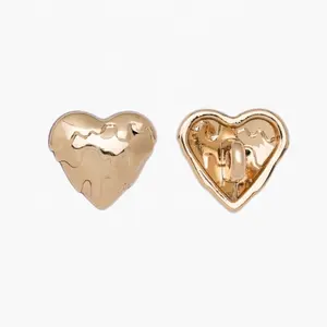 Y2K tiny heart gold metal buttons for clothes