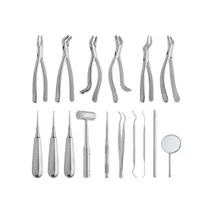 CE Approved Class I Non-active 17pcs Dental Extraction Scissor Forceps Mirror Set Medical Dental Surgical Instruments