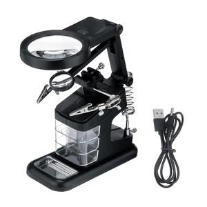 <span class=keywords><strong>Lupa</strong></span> de tercera mano LED de soldadura 3X 4.5X 25X de escritorio profesional RS con Clip auxiliar fuente de alimentación externa USB - Product Image 1