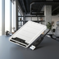 Boîtier de disque dur SATA II 2,5 pouces Someg USB3.1 optimisé pour SSD, prend en charge UASP, boîtier en plastique ABS transparent