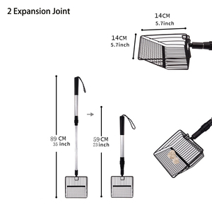 Pelle à litière en métal Baming avec pelle profonde et long manche, tamis à litière antiadhésif sans flexion arrière - Product Image 2