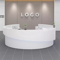 Bureau de réception semi-circulaire moderne et durable en MDF écologique pour écoles, hôtels, hôpitaux, services de caisse et salons de beauté