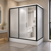 Cabine de douche WC tout-en-un 1,9x1,2x2,15m avec base SMC, éclairage intégré, WC en céramique, séparation sec/humide