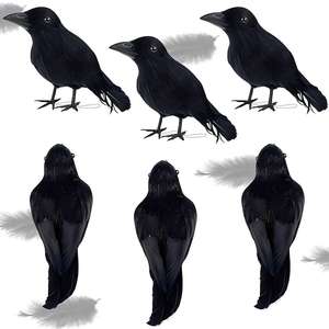 Décoration d'Halloween réaliste 2026 : Corbeaux à plumes noires, oiseaux d'Halloween, accessoires d'Halloween, fausses corbeaux effrayants - Product Image 1