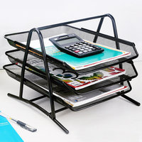 Meilleur prix utile 3 niveaux A4 papier bureau Document plateau métal maille bureau organisateur support pour bureau et usage domestique