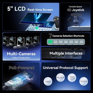 3 pz 20x Zoom PTZ conferenza fotocamera con USB + HDMI + SDI + LAN + POE con KB200PRO PTZ fotocamera Controller 5 "schermo LCD - Product Image 5