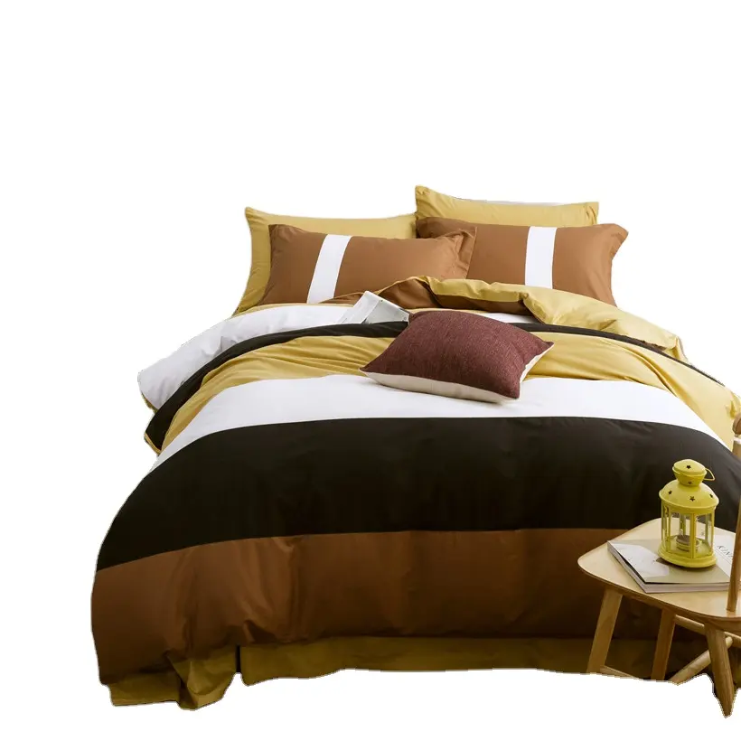 Twin Queen King Size Adults Kids 100% Cotton Bedding Set Coffee Grey Purple Green Pink Duvet Cover Bed Sheet Set Pillowcase