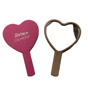 Miroir de maquillage à poche personnalisé J404, Vintage, Portable, en forme de cœur rose, avec Logo, Portable