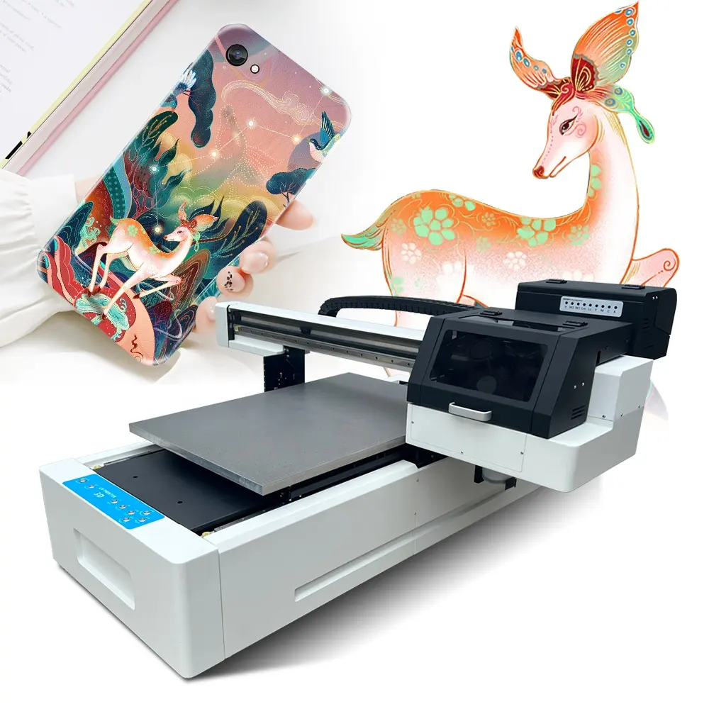 Udefine A1 평판 UV 프린터 전화 케이스 6090 LED UV 평판 인쇄 기계 광택 홈 사용자 정의 DIY 인쇄
