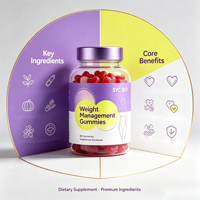 Gummies SYC BIO sans sucre pour la gestion du poids, 60 unités, avec mélatonine et L-théanine pour le soutien du sommeil, santé quotidienne, sachet portable