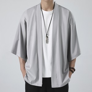 Cardigan mince de couleur unie en soie de glace de style chinois ODM Han pour hommes pour le printemps vêtements chinois anti-DDoS amples - Product Image 3