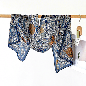 Wholesale Trendy Elegant Silk Scarf Long Paisley Print French Vintage Summer <b>Sunscreen</b> Shawl Wrap For Women - Product Image 1