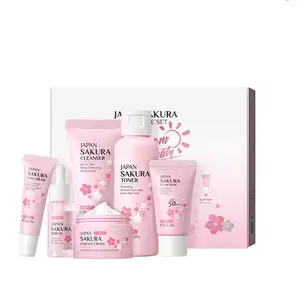 Laikou sakura 6pcs best skin care set products improve wrinkle rough skin cleanser toner serum eye cream face essence cream