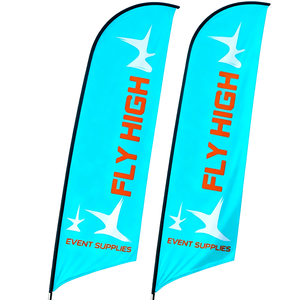 Drapeau publicitaire extérieur personnalisé avec piquet de sol, bannière en polyester et mât en aluminium - Product Image 1