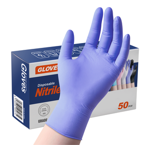 Sarung tangan pemeriksaan nitril ungu 50 buah, sarung tangan medis sekali pakai steril antikimia tahan tusukan ujung jari halus - Product Image 3